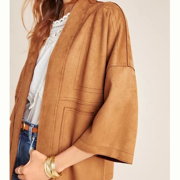 Anthropologie Scarlett Sueded Kimono Jacket NWT Bronze Brown - Picture 6 of 11